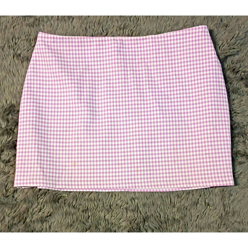 Urban Outfitters Women's Purple/White Gingham Mini Skirt Short Regular Size L